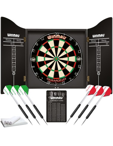 ZESTAW DO DARTA Tarcza Lotki Rzutki Winmau Professional Darts Set Diamond Plus Szafka