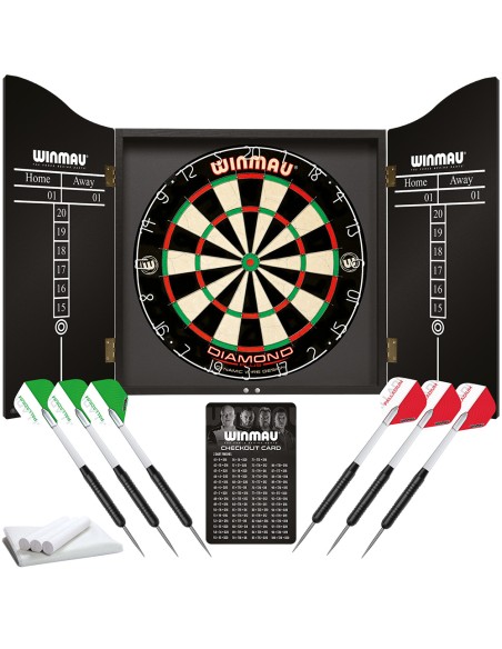 ZESTAW DO DARTA Tarcza Lotki Rzutki Winmau Professional Darts Set Diamond Plus Szafka