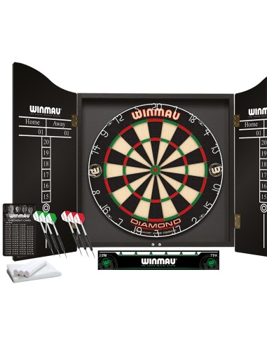 ZESTAW DO DARTA Tarcza Lotki Rzutki Winmau Professional Darts Set Diamond Plus Szafka